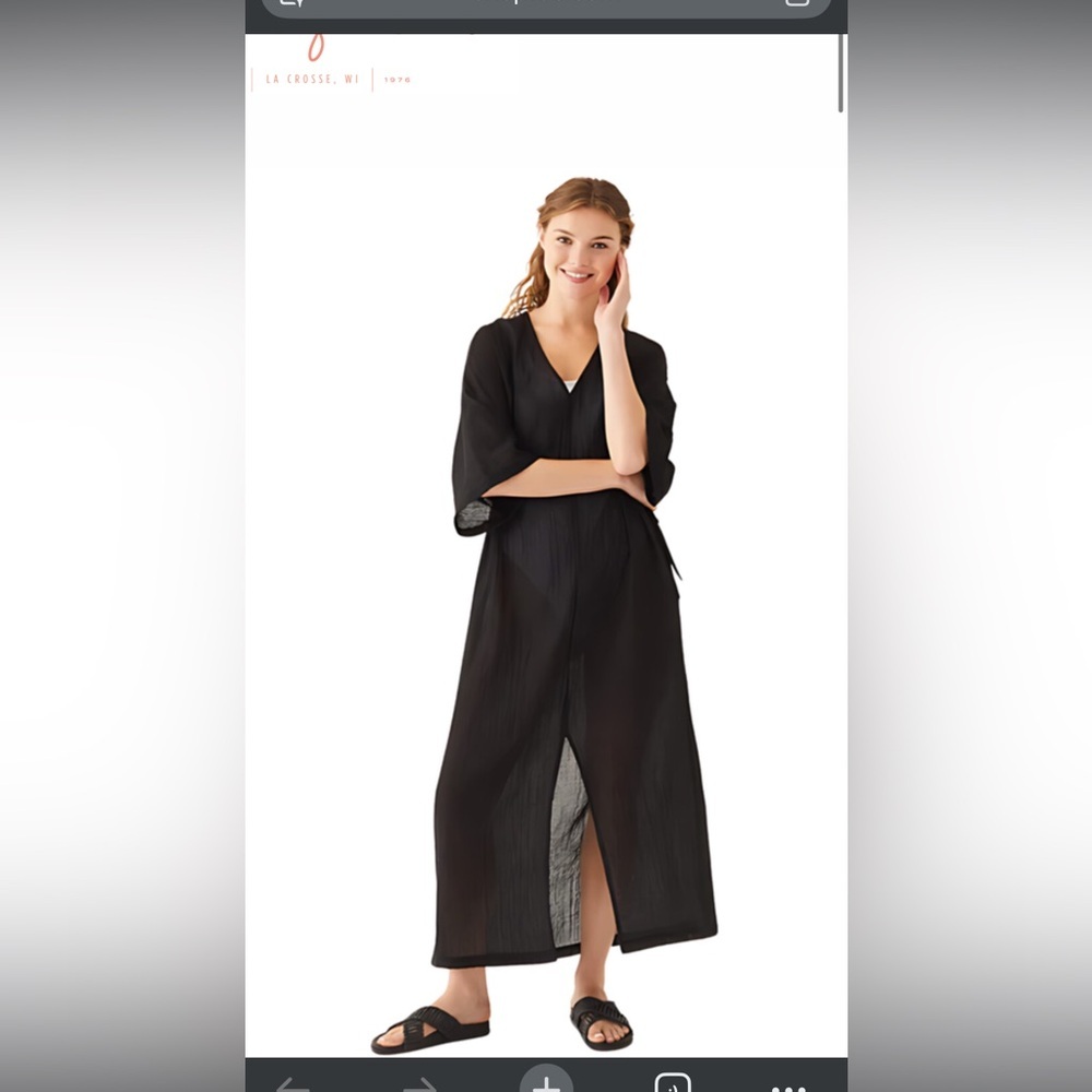Mersea Black Breezy Kaftan Dress with Side Ties L/XL